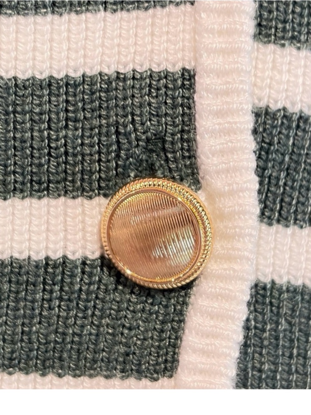 Ann Taylor Striped Ribbed Sweater Button Front Vest Green White - Picture 4 of 4
